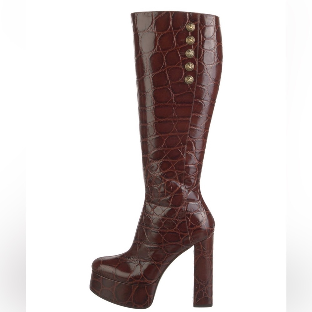 Balmain leather platform boots